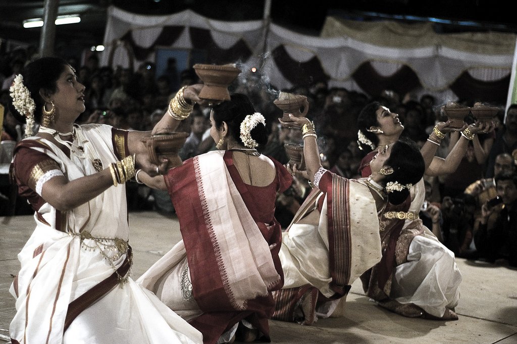 Aarti dance at a Durga Puja celebration in Bengaluru