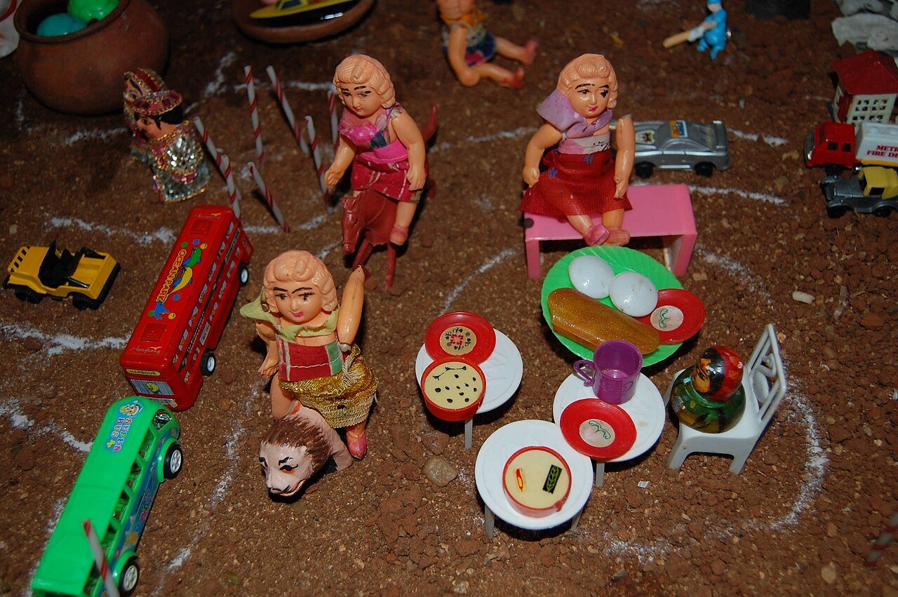 Tiered golu / gombe dolls display during Navaratri in a South Indian home